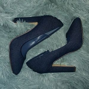 Denim high heal shoes